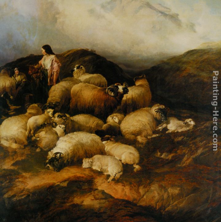 Peasants and Sheep painting - Thomas Sidney Cooper Peasants and Sheep art painting